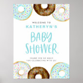 Baby shower Blauw en chocolade Donuts Welkom Poster (Voorkant)