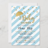Baby shower Blauw en Goud Meisje Tweeling Uitnodig Kaart (Voorkant)
