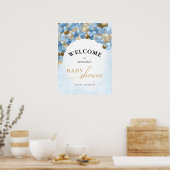 Baby shower Blauw- en goudballonboogjongen Poster (Keuken)