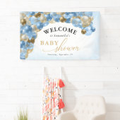 Baby shower Blauw- en goudballonboogjongen Spandoek (Insitu)