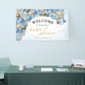 Baby shower Blauw- en goudballonboogjongen Spandoek (Beurs)