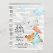 Baby shower Blauw en grijs Beer Kaart (Voorkant / Achterkant)