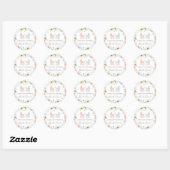 Baby shower blauw en roze Floral Ronde Sticker (Vel)