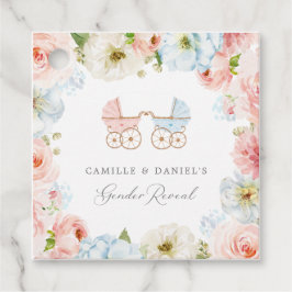 Baby shower blauw en roze onthullen Hartelijk dank Bedankjes Labels