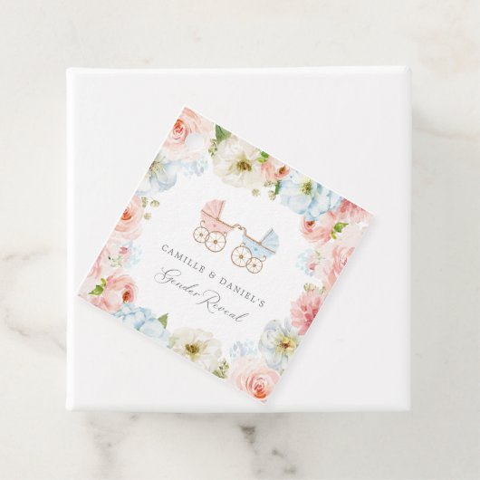 Baby shower blauw en roze onthullen Hartelijk dank Bedankjes Labels (In situ)