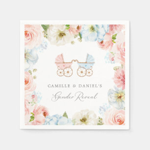 Baby shower Blauw en roze papier Servet