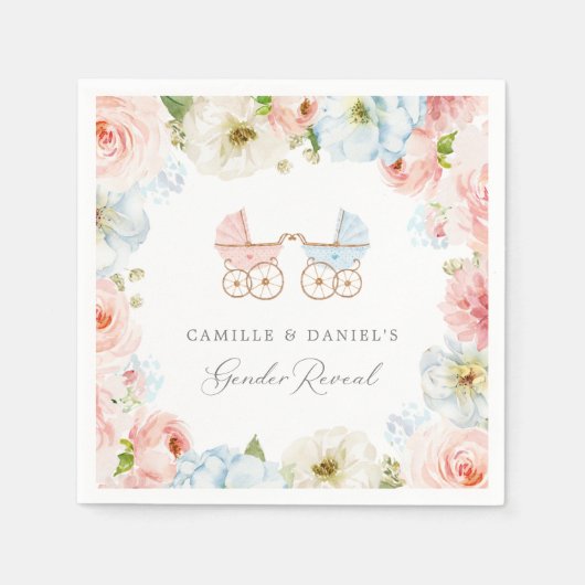 Baby shower Blauw en roze papier Servet (Voorkant)