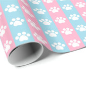 baby shower - Blauw en roze - Paw Print Thema Cadeaupapier (Rol Hoek)