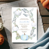 Baby shower Blauw en WITTE PUMPKIN Greenery Kaart