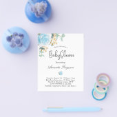 Baby shower blauw floral budget uitnodiging flyer (Enkel)
