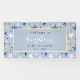 Baby shower blauw geel winterpatroon spandoek