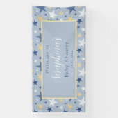 Baby shower blauw geel winterpatroon spandoek (Verticaal)