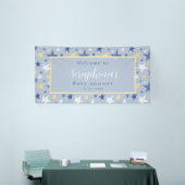 Baby shower blauw geel winterpatroon spandoek (Beurs)