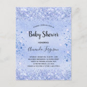 Baby shower blauw glitter boy uitnodiging briefkaart (Voorkant)