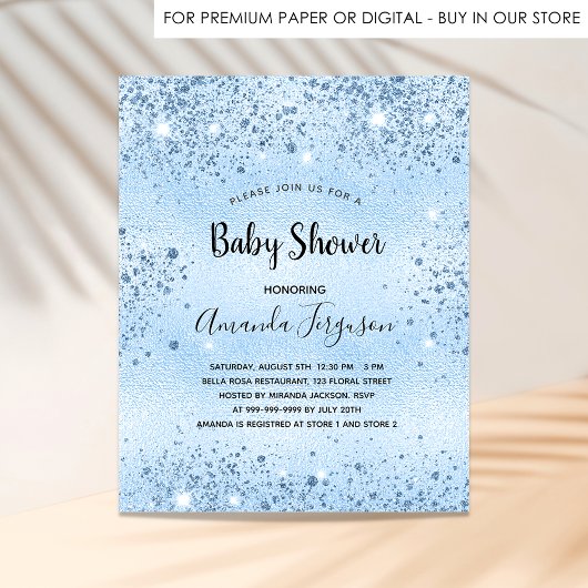 Baby shower blauw glitterstof