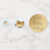 Baby shower Blauw Goud Olifant Confetti (Voorkanten)