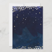 Baby shower Blauw & Goud Sterrennacht Uitnodiginge Kaart (Achterkant)