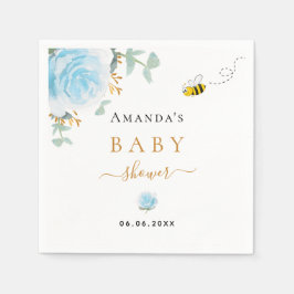 Baby shower blauw griezelige bijenjongen servet