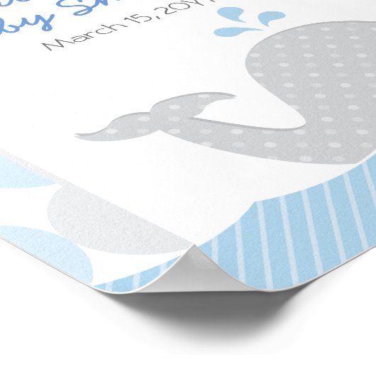 Baby shower Blauw grijs decor Welkom Poster (Hoek)
