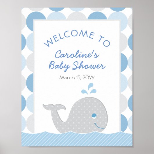 Baby shower Blauw grijs decor Welkom Poster (Voorkant)
