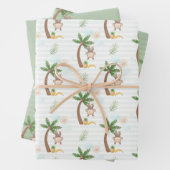 Baby shower Blauw groene aap wolken Inpakpapier Vel (In situ)