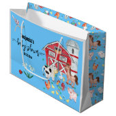 Baby shower blauw groot cadeauzakje (Voorkant Gekanteld)