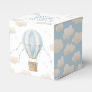 Baby shower blauw heteluchtballonavontuur wacht op bedankdoosjes