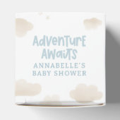 Baby shower blauw heteluchtballonavontuur wacht op bedankdoosjes (Bovenkant)