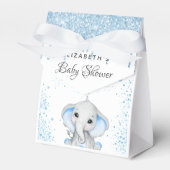 Baby shower blauw jongetje wit schattig olifant bedankdoosjes (Voorkant Zijde)