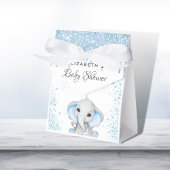 Baby shower blauw jongetje wit schattig olifant bedankdoosjes