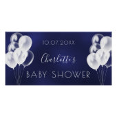Baby shower blauw jongetje witte ballonnen perfect poster (Voorkant)