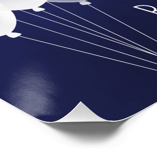 Baby shower blauw jongetje witte ballonnen perfect poster (Hoek)