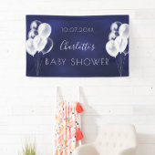 Baby shower blauw jongetje witte ballonnen spandoek (Insitu)