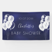 Baby shower blauw jongetje witte ballonnen spandoek (Horizontaal)