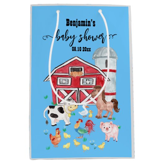 Baby shower blauw medium cadeauzakje (Voorkant)