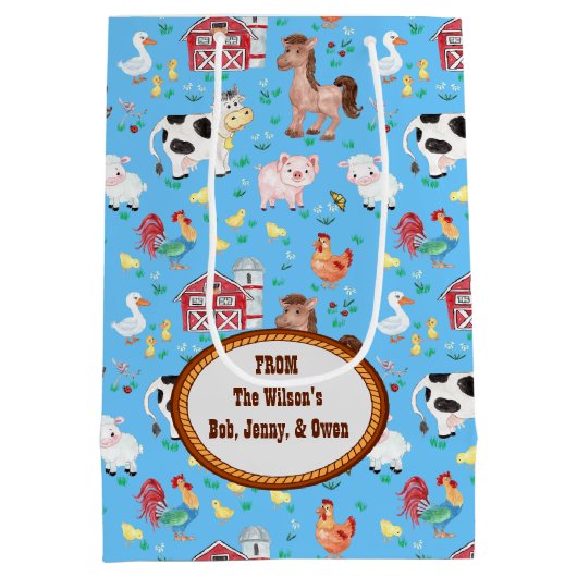 Baby shower blauw medium cadeauzakje (Achterkant)