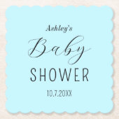 Baby shower blauw minimalistisch papier Onderzette Kartonnen Onderzetters (Voorkant)