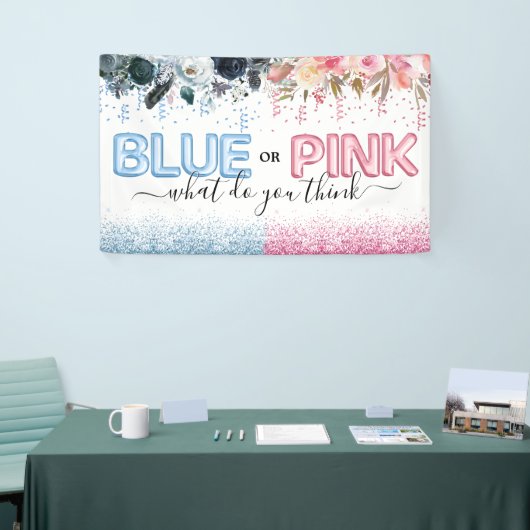 Baby shower Blauw of roze Spandoek (Beurs)