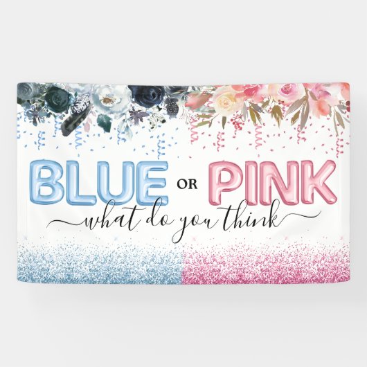 Baby shower Blauw of roze Spandoek (Horizontaal)