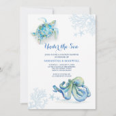 Baby shower blauw onder het Zee kustwateren Waterv Kaart (Voorkant)