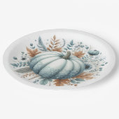 Baby shower blauw pompoen Kust herfst Papieren Bordje (Gekanteld)