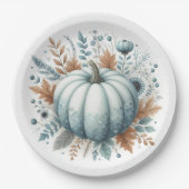 Baby shower blauw pompoen Kust herfst Papieren Bordje (Voorkant)
