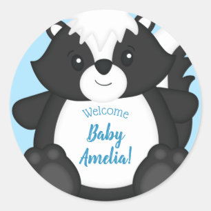 Baby shower blauw ronde sticker