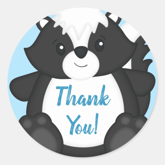 Baby shower blauw ronde sticker (Voorkant)