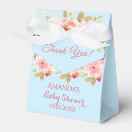 Baby shower blauw roze bloemig dank u bedankdoosjes