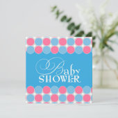 Baby shower Blauw Roze Flat Invitation Kaart (Staand voorkant)