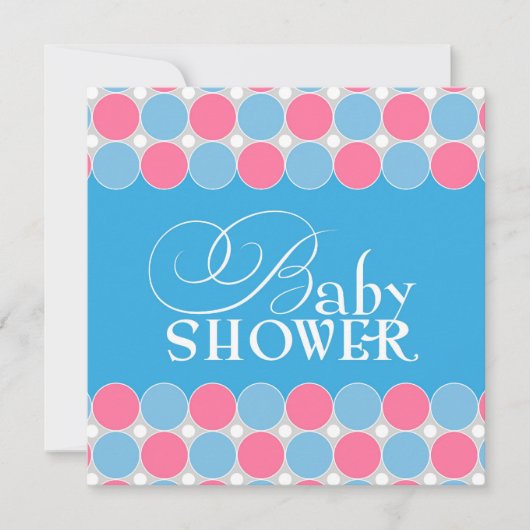Baby shower Blauw Roze Flat Invitation Kaart (Voorkant)