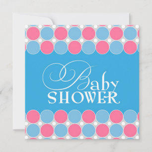 Baby shower Blauw Roze Flat Invitation Kaart