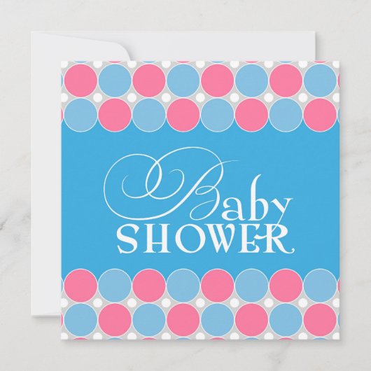 Baby shower Blauw & Roze Flat Invitation Kaart (Voorkant)