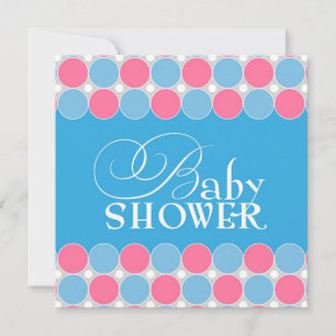 Baby shower Blauw & Roze Flat Invitation Kaart